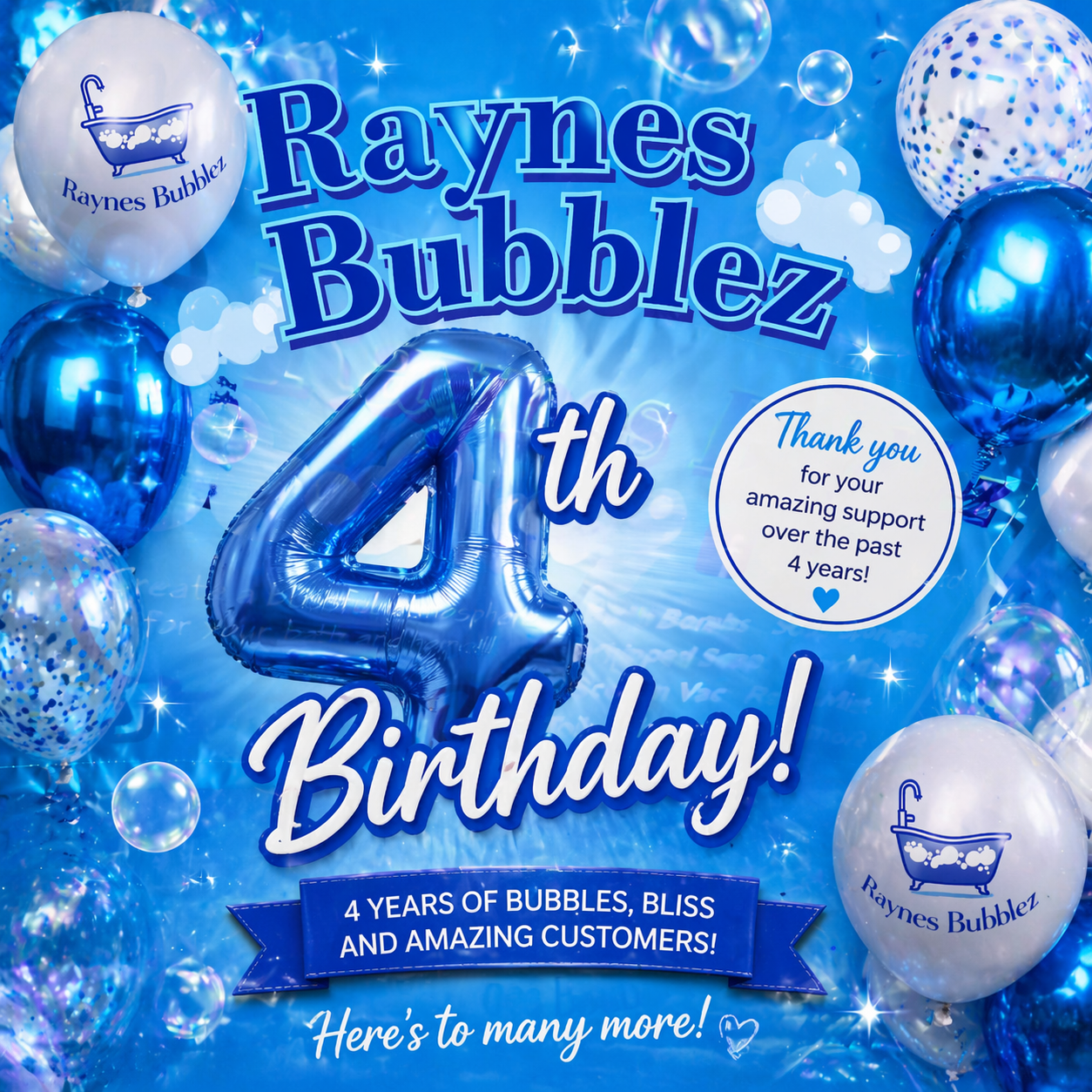 Bubblez 4th Birthday Balloons